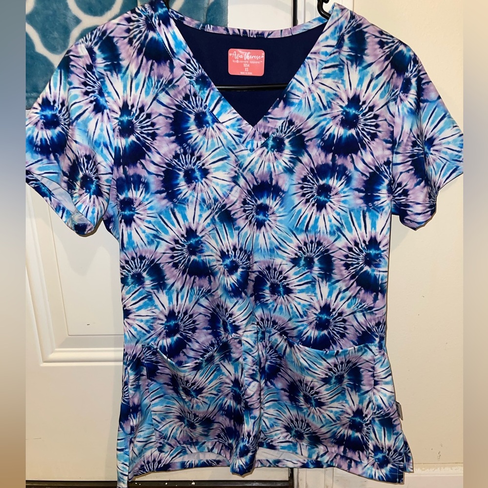 Tie dye scrub top